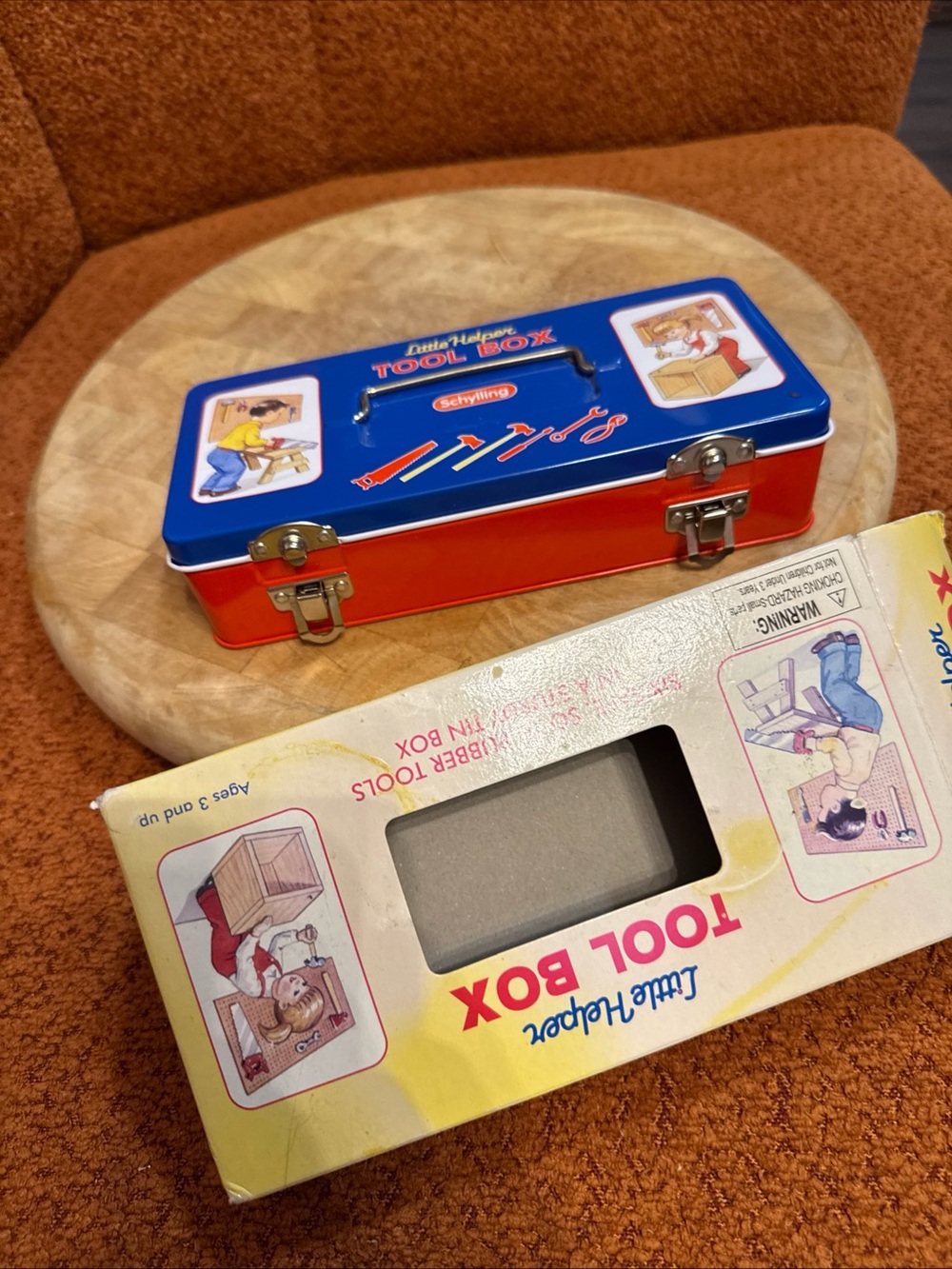 Vintage Little Helper Blue and Red Tool Box - Kids Toy